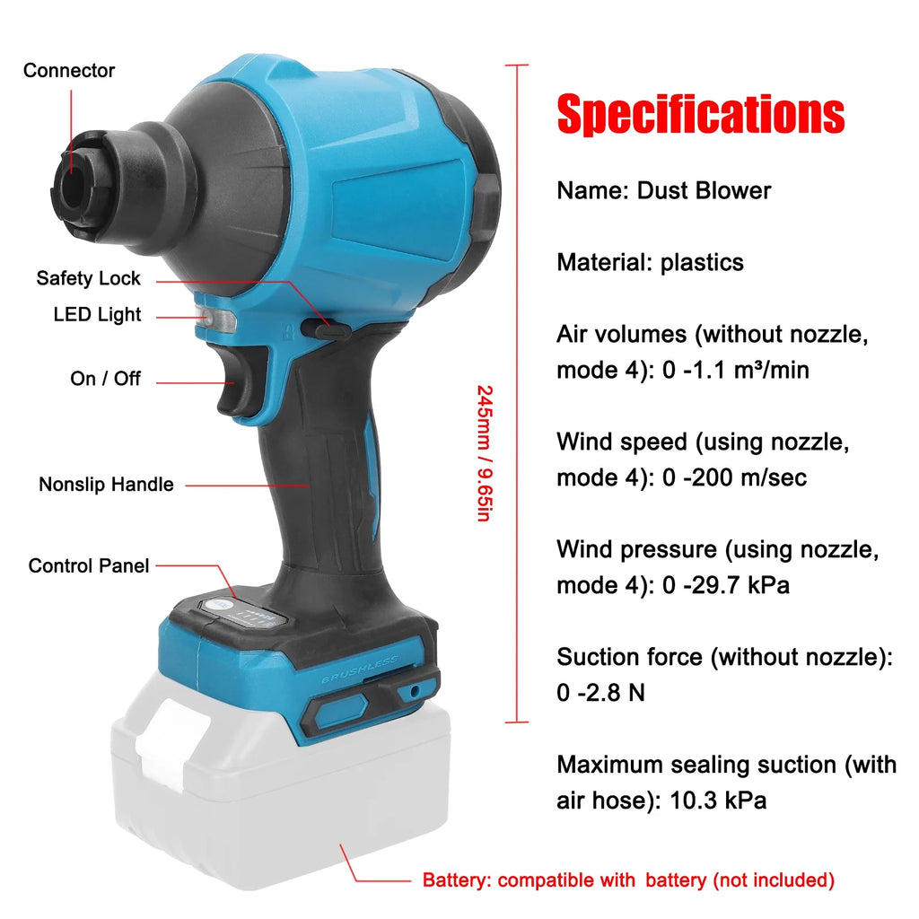 Spirastell Air Dust Machine,Fan Compatible Makita dsfen Inflator Cleanner Fan Air Inflator Cleanner Compatible Makita Battery PAPAPI HUIOP