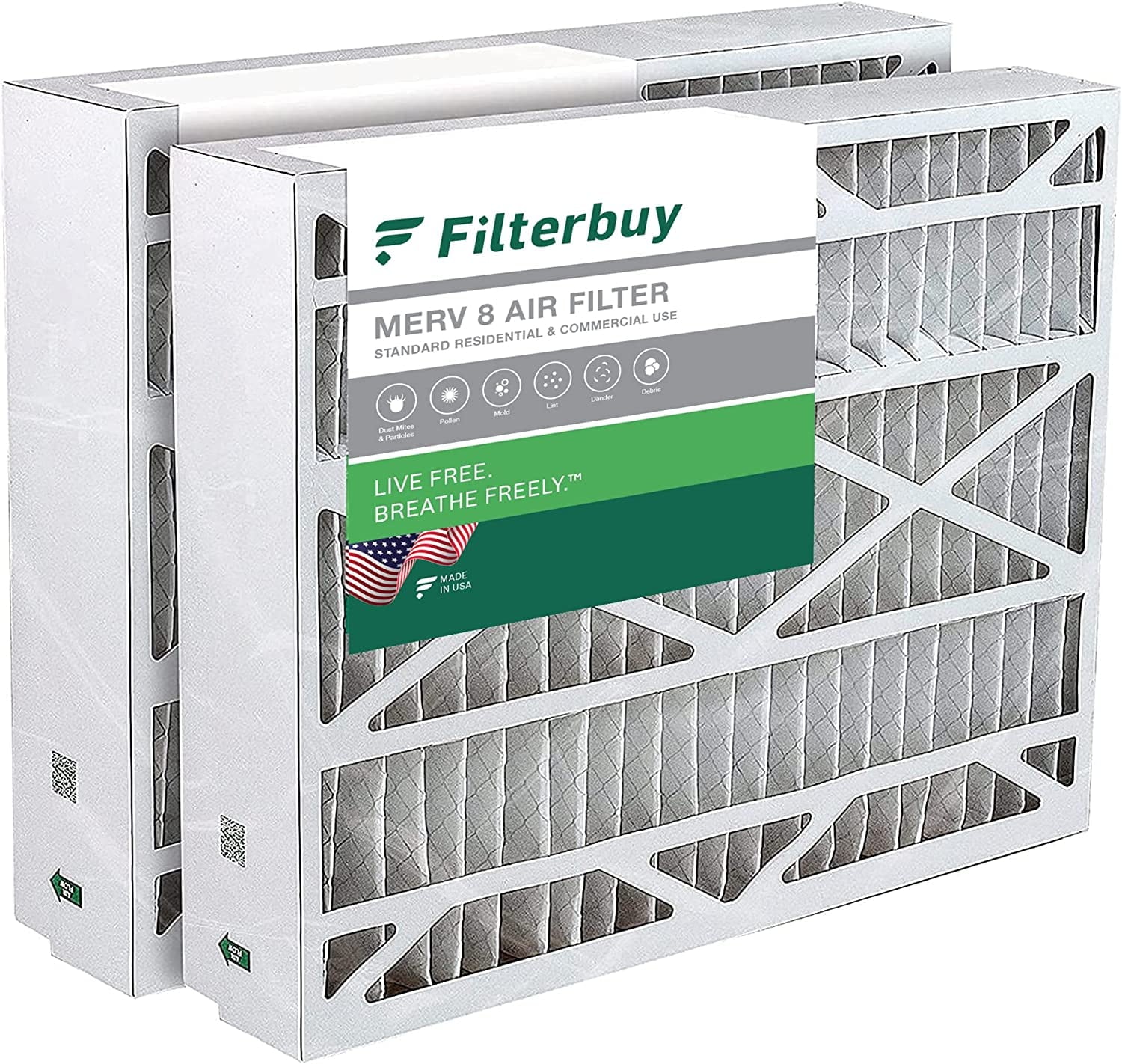 Filterbuy 24x25x5 MERV 8 Pleated HVAC AC Furnace Air Filters for Carrier FILXXCAR0024 (2-Pack)