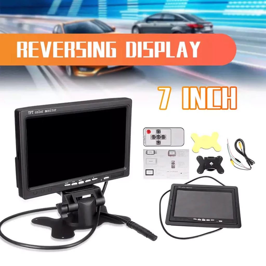 moobody 7 Inch HD Monitor Display Screen TFT Car Screen Monitor HD 1024x600 Display AV Input Built-in Speaker For Trucks Bus RV Trailer Reverse Rear View Backup Camera
