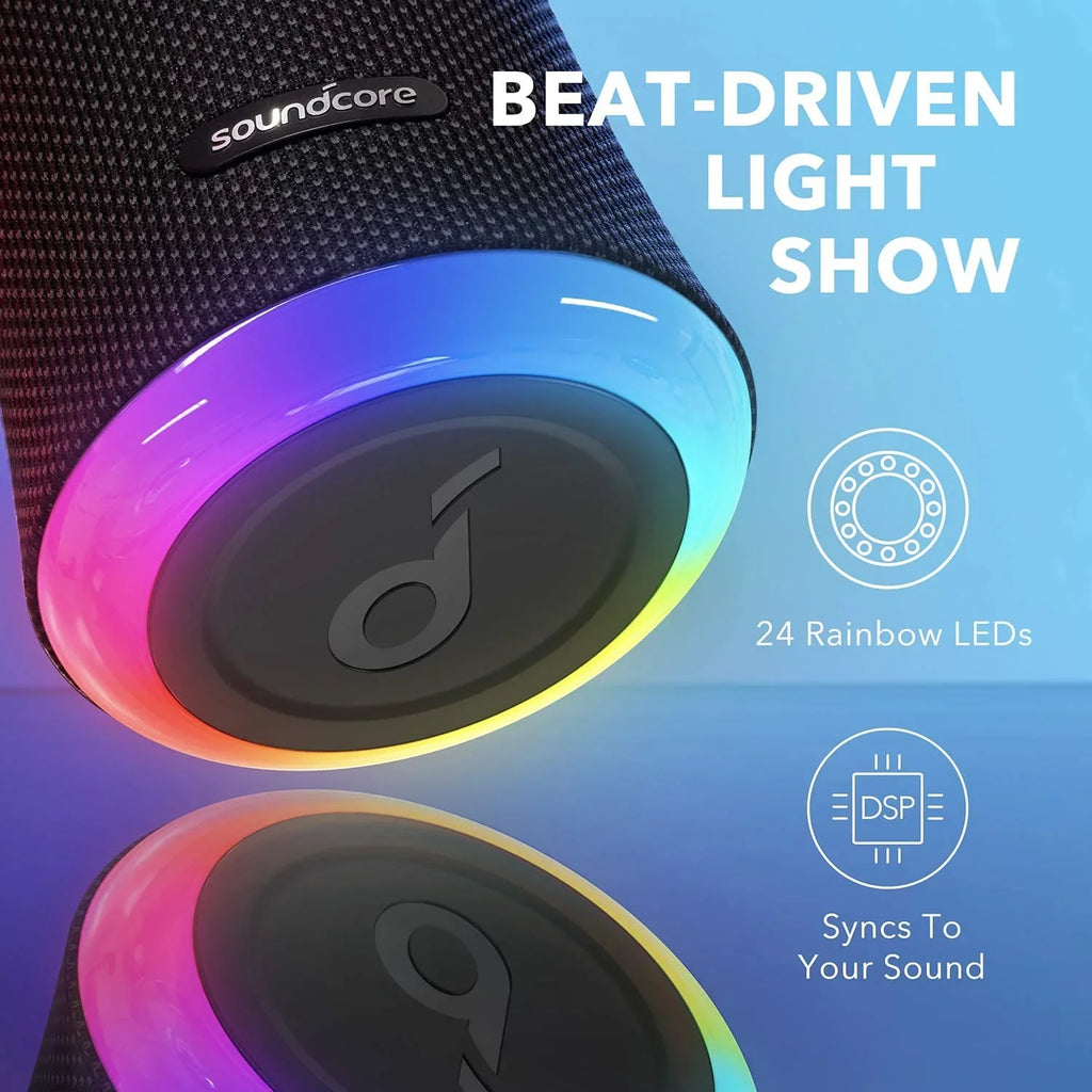 Restored Soundcore by Anker Flare 2 Wireless Portable Waterproof Bluetooth Speaker Midnight (Refurbished)