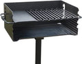 CBP-247 Jumbo Park Style Heavy Duty Steel Outdoor BBQ Charcoal Grill with Cooking Grate and 2 Piece Post for Camping and Backyards, Ebony