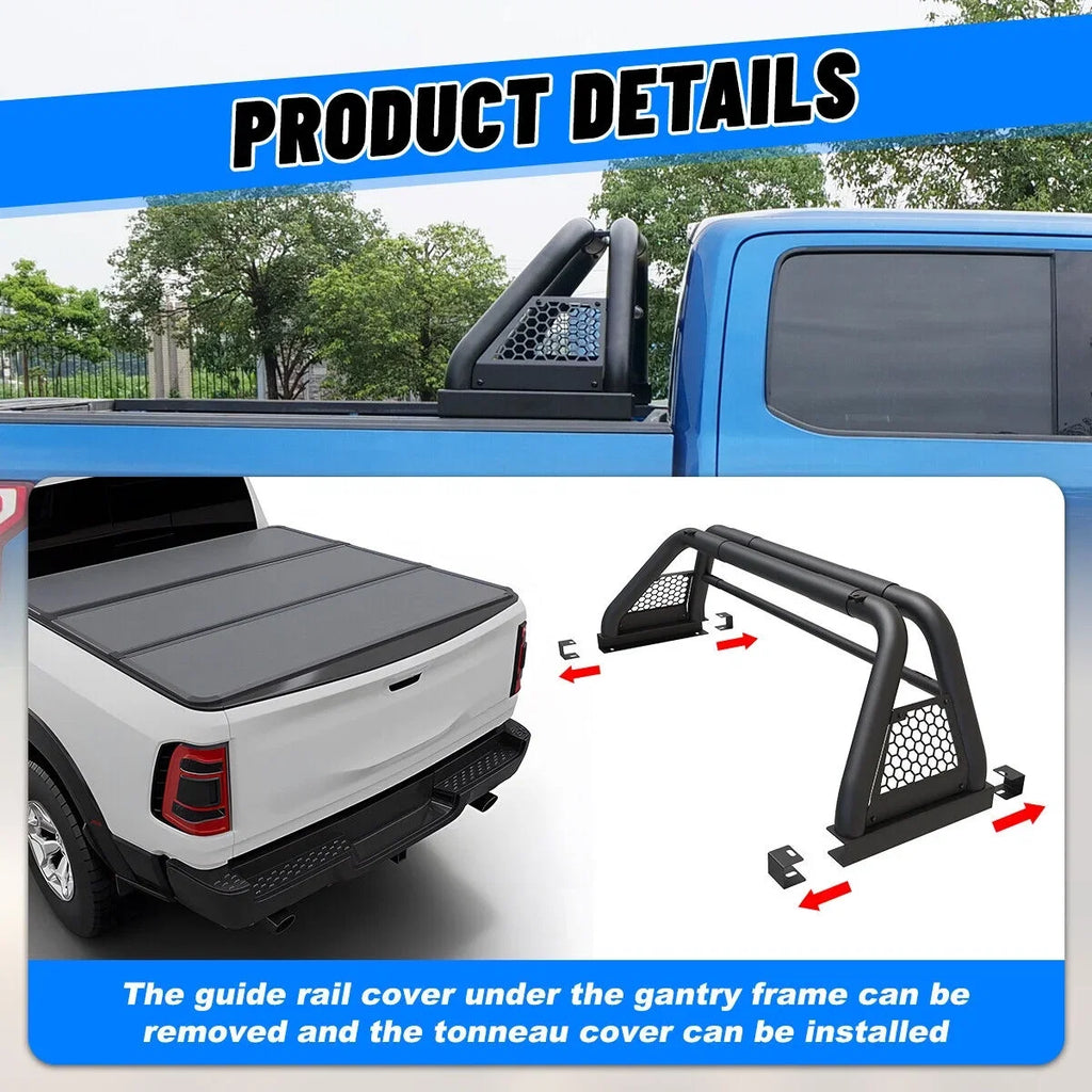 62.9-74.7" Adjustable Truck Roll Sport Bar Chase Rack Bed Bar Fit For 2019-NOW Chevy Silverado/GMC sierra