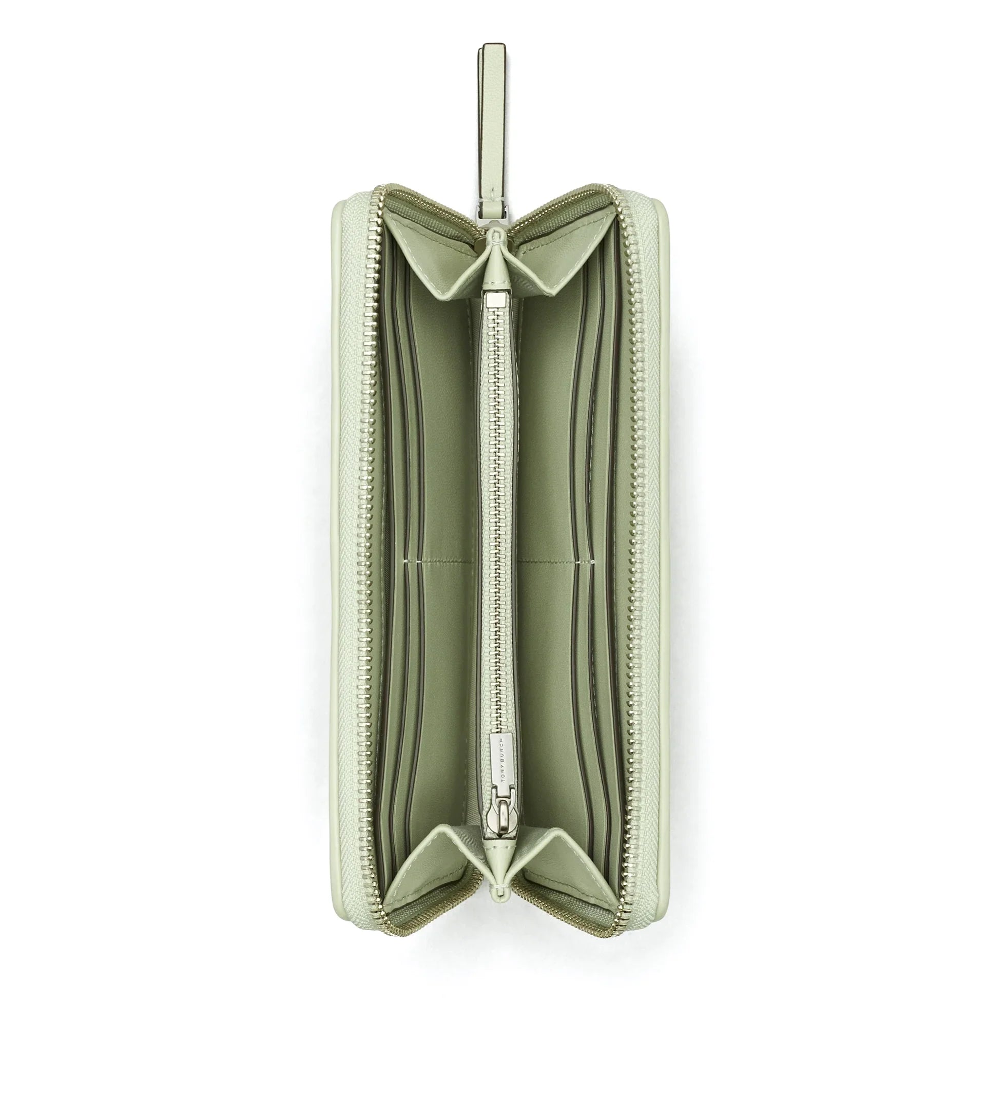 Tory Burch People Kira Chevron Zip Continental Leather Wallet (Pine Frost)