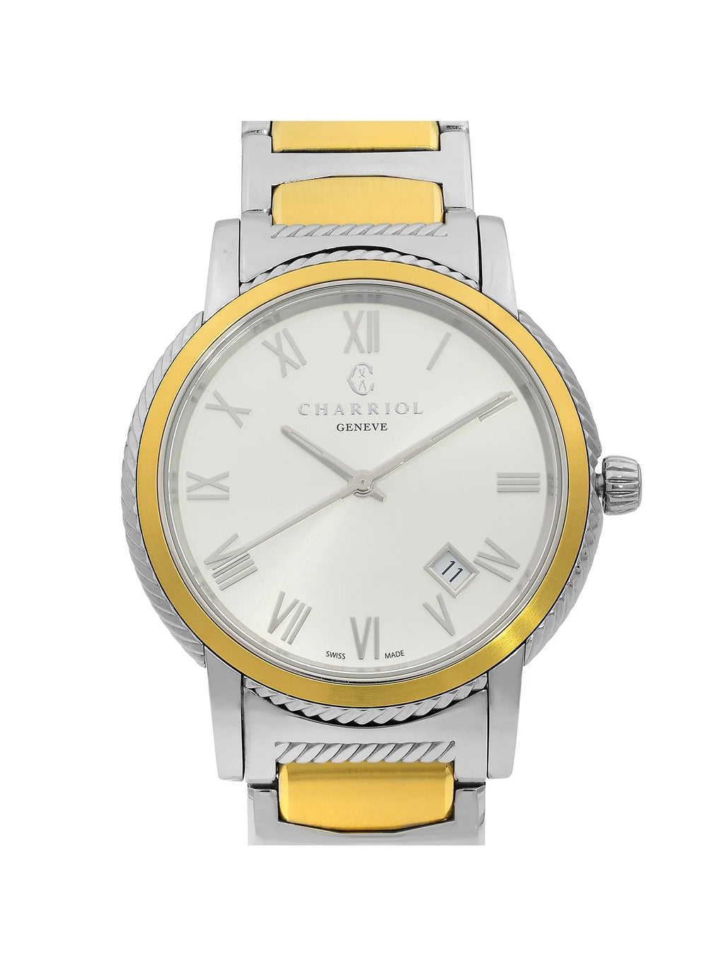 Charriol Parisii Two Tone Steel Silver Face Gemstone Unisex Watch P40SY2.931.001 Pre-Owned