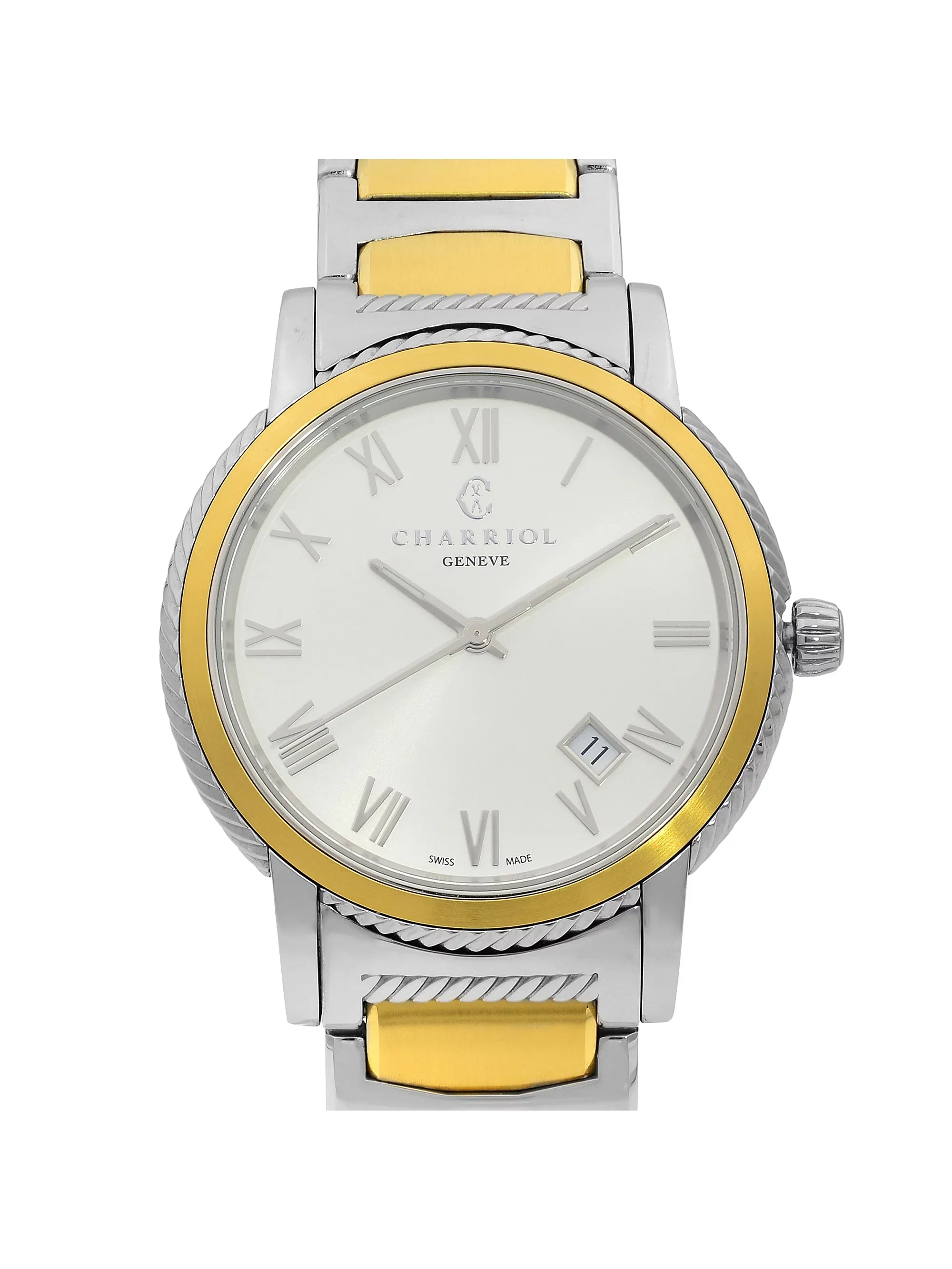 Charriol Parisii Two Tone Steel Silver Face Gemstone Unisex Watch P40SY2.931.001 Pre-Owned