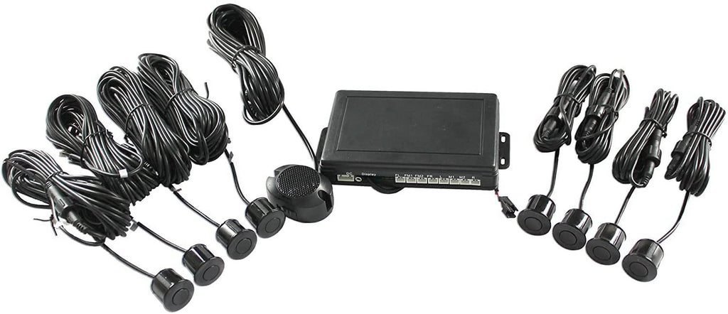 Boyo VTSR220 Rear 4 and Front 4 Parking Sensors with Waterproof Connector, Ebony