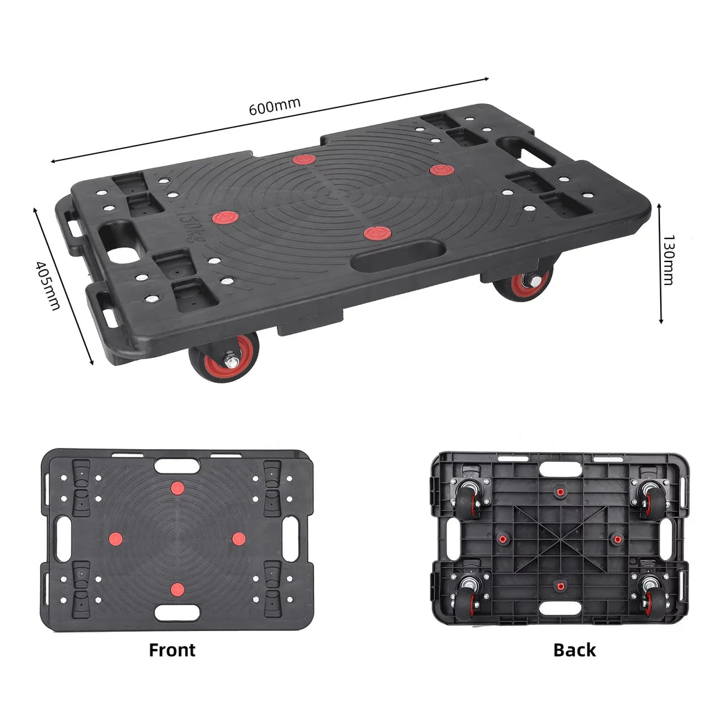 Homhougo—2PCS Portable Folding Hand Truck 330 Lbs Capacity 4 Rotate Wheels Transport Trolley Luggage Cart for Home Office Travel Dark 2pcs