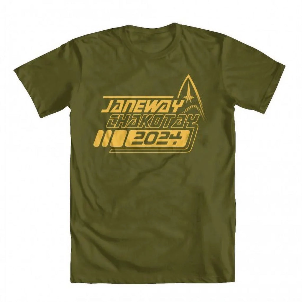 GEEK TEEZ Janeway Chakotay 2024 Original Artwork Inspired by Star Trek People T-shirt Military Green Large