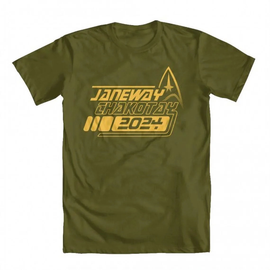 GEEK TEEZ Janeway Chakotay 2024 Original Artwork Inspired by Star Trek People T-shirt Military Green Large