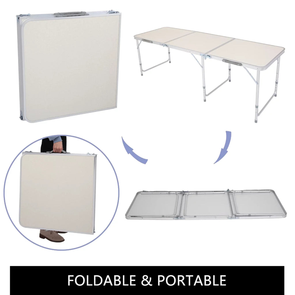Folding Table, Aluminum Alloy Table for Indoor, Outdoor White