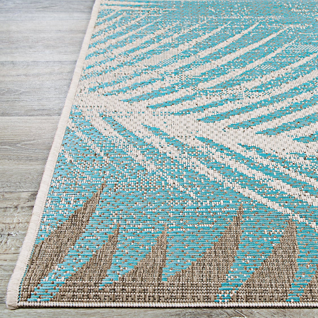 Couristan 24293134023710U 2 ft. 3 in. x 7 ft. 10 in. Monaco Tropical Palms Rug, Aqua
