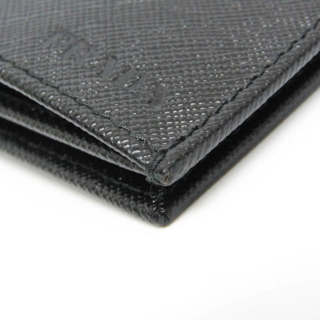 Pre-Owned Prada Saffiano 2M0836 People Leather Long Wallet (bi-fold) Dark (Good)