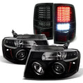 For 04-08 F150 Midnight Smoke Halo Projector LED Headlights + Full LED Taillights Fits select: 2004-2008 FORD F150