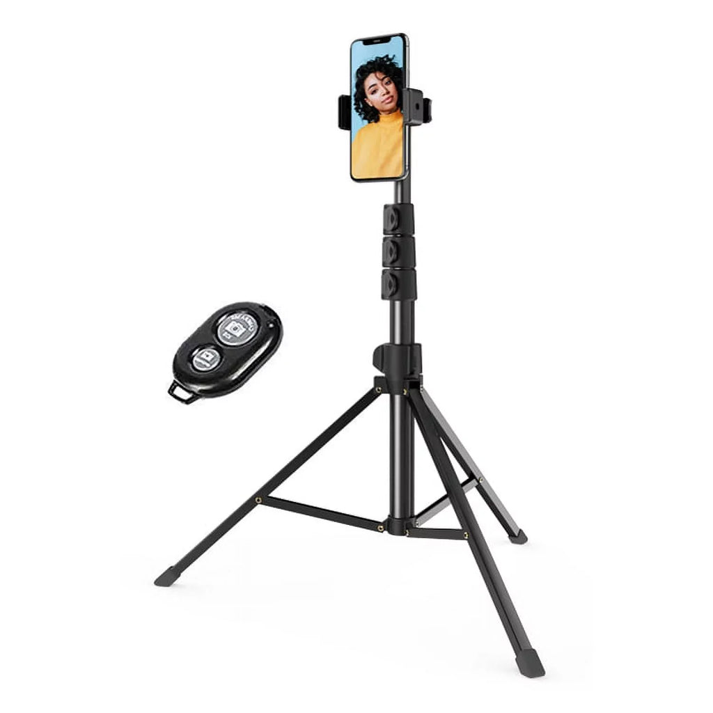 67" Final Point Tripod Stand Wireless Remote Shutter Selfie Stick Q1R for Alcatel Jitterbug Smart 2, REVVL 2 - iPhone XS Max XR X 8 PLUS 7 Plus SE (2020) 6S 13 Pro Max 12 Pro Max 11 Pro Max