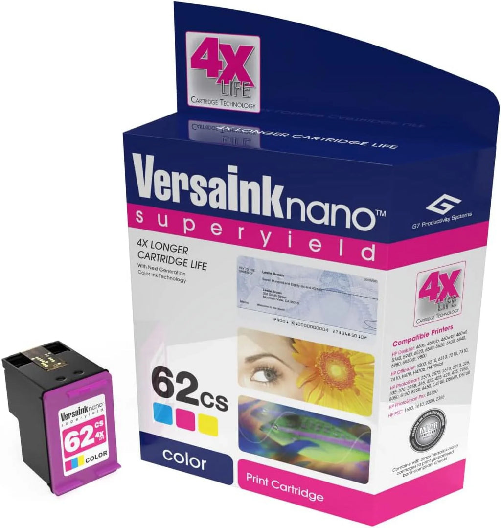 VersaInk-nano HP 62MS Dark 62CS Color Cartridges - 4X Life
