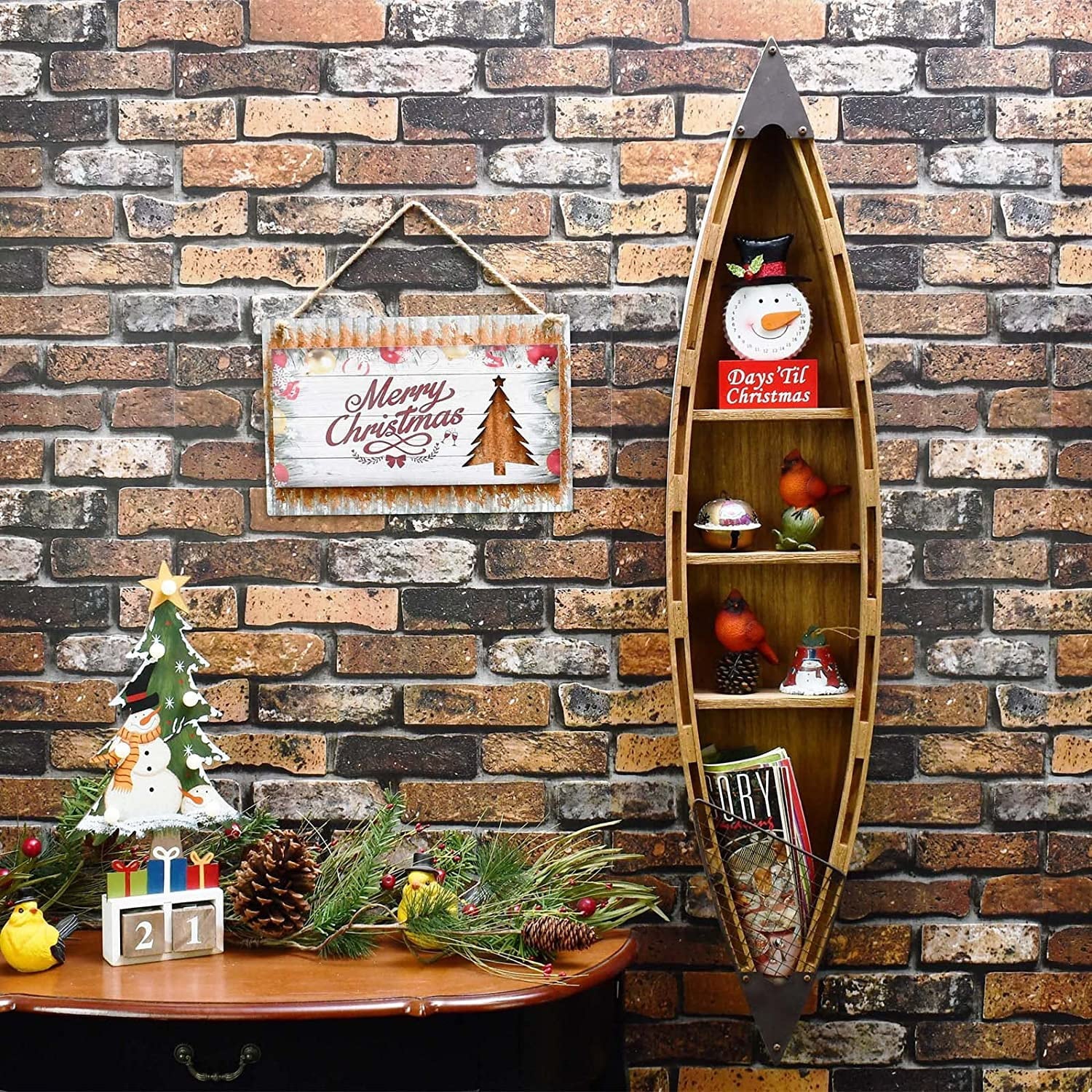 Nautical Wood Boat Shelf Wall Decor Hanging Row Boat Shelf Home Decor