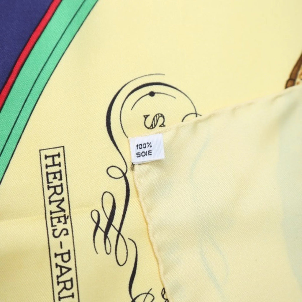 Pre-Owned HERMES SPRINGS Carre90 Hermes Yellow Scarf (Good)