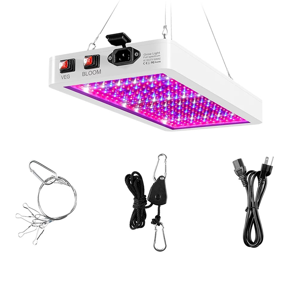 2000W LED Grow Light for Indoor Plants 312 LEDs Full Spectrum Veg and Bloom Dual Switch IP65 Waterproof Hanging Plant Growing Lamps for Seedlings Flowers Greenhouse