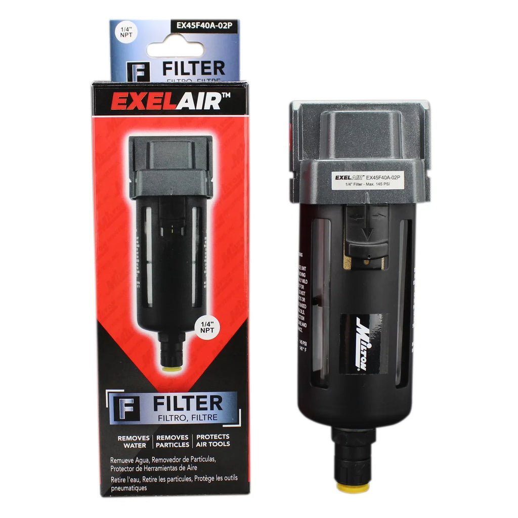 EXELAIR? by Milton FRL Air Filter - 1/4" NPT - Polycarbonate Bowl, Automatic Float/Overnight (EX45F40A-02P)