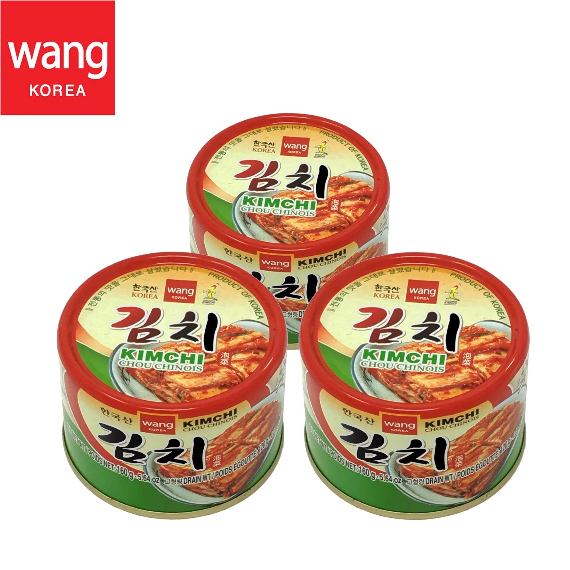Korean Canned Kimchi, Original Authentic Tasteful Can Napa Cabbage Kim Chi Individuals Vegan Gluten Free [No Preservatives] - 5.64 oz (3 Cans)