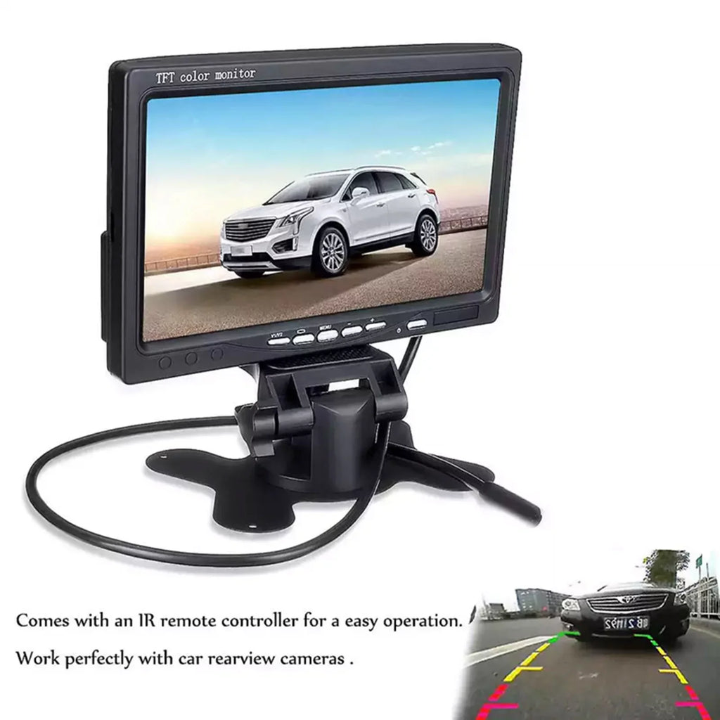 moobody 7 Inch HD Monitor Display Screen TFT Car Screen Monitor HD 1024x600 Display AV Input Built-in Speaker For Trucks Bus RV Trailer Reverse Rear View Backup Camera