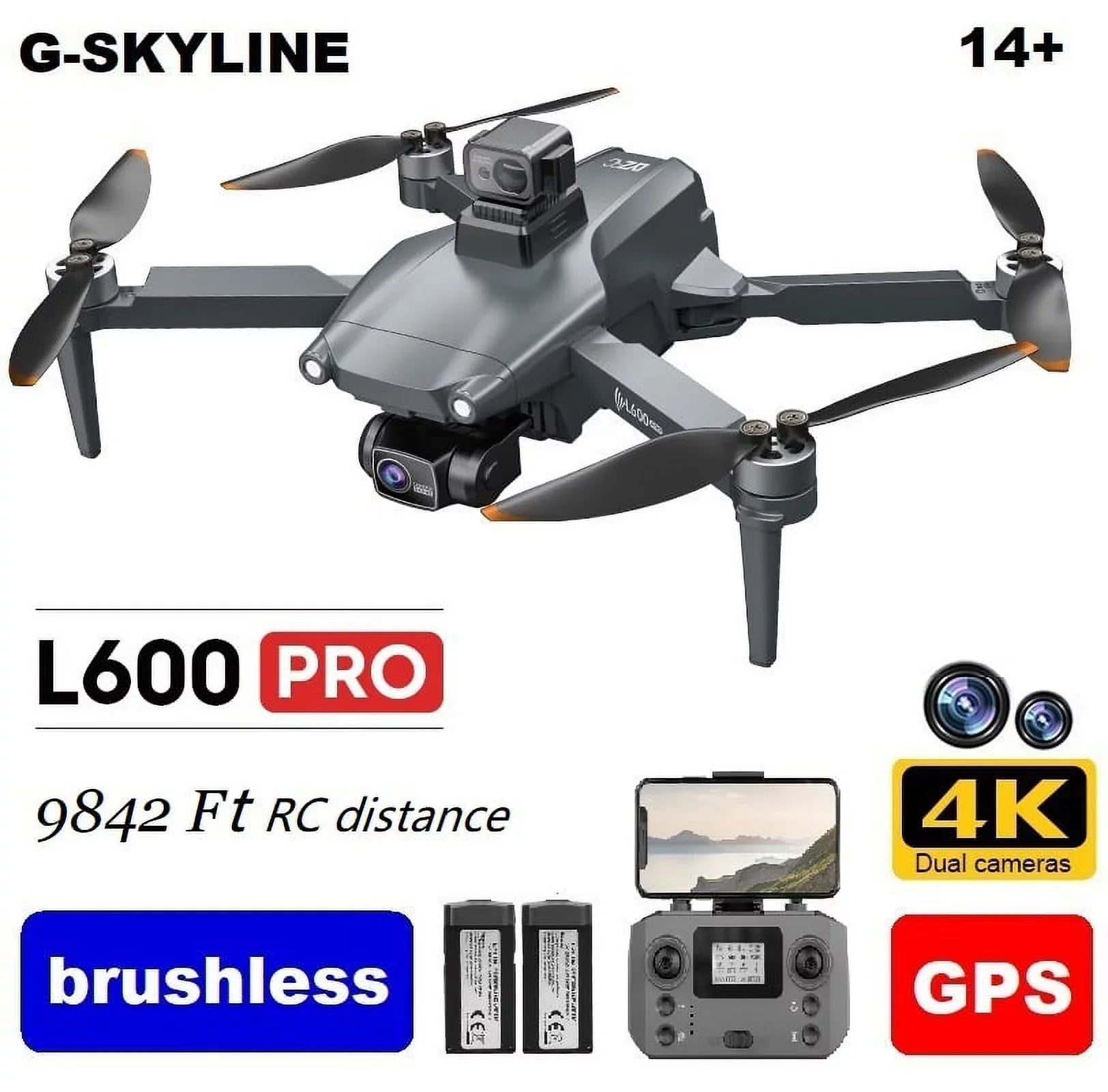 G-SKYLINE L600 PRO Full 4K Dural Camera GPS FPV 5G Drone Brushless Power 3Km RC distance