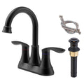 Kichae 6 Inch Vanity Sink Faucet，2-Handle 360 Degree Swivel Bathroom Spout Centerset Faucet with Pop-up Drain & Supply Hoses，Matte Midnight