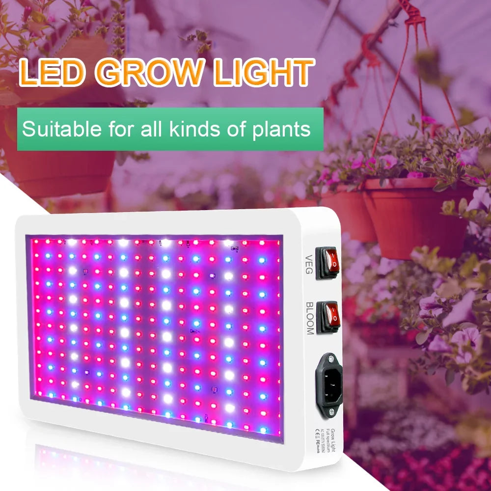2000W LED Grow Light for Indoor Plants 312 LEDs Full Spectrum Veg and Bloom Dual Switch IP65 Waterproof Hanging Plant Growing Lamps for Seedlings Flowers Greenhouse
