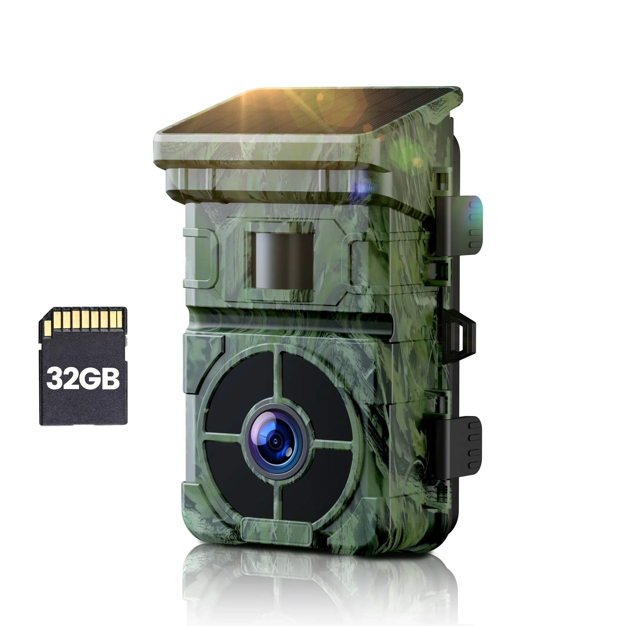 CAMPARK Solar Trail Camera 24MP 1080P 2500mAh Built-in Lithium Battery Rechargeable Game Camera with Night Vision Waterproof IP66 0.1s Trigger Speed 120°Wide Angle 2.0" LCD Hunting Cam with SD Card