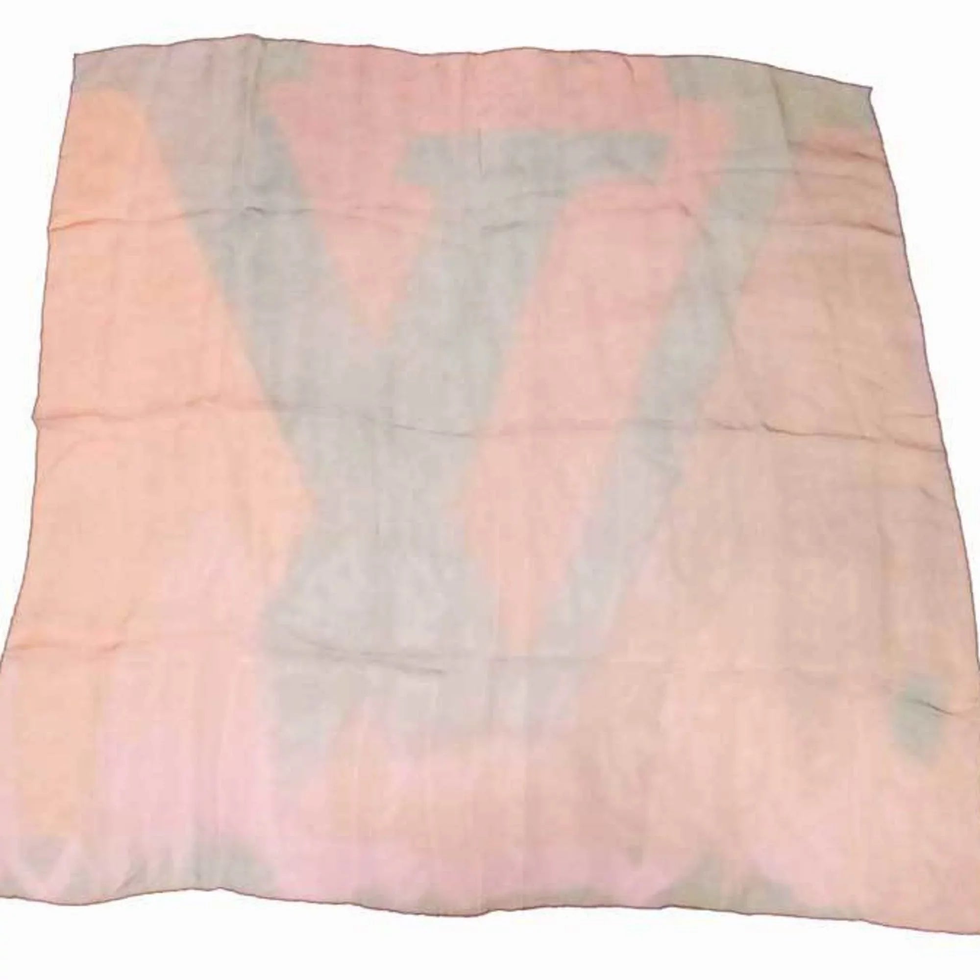 Pre-Owned Louis Vuitton Scarf LV Logo Orange x Yellow Green 100% Silk Individuals (Good)