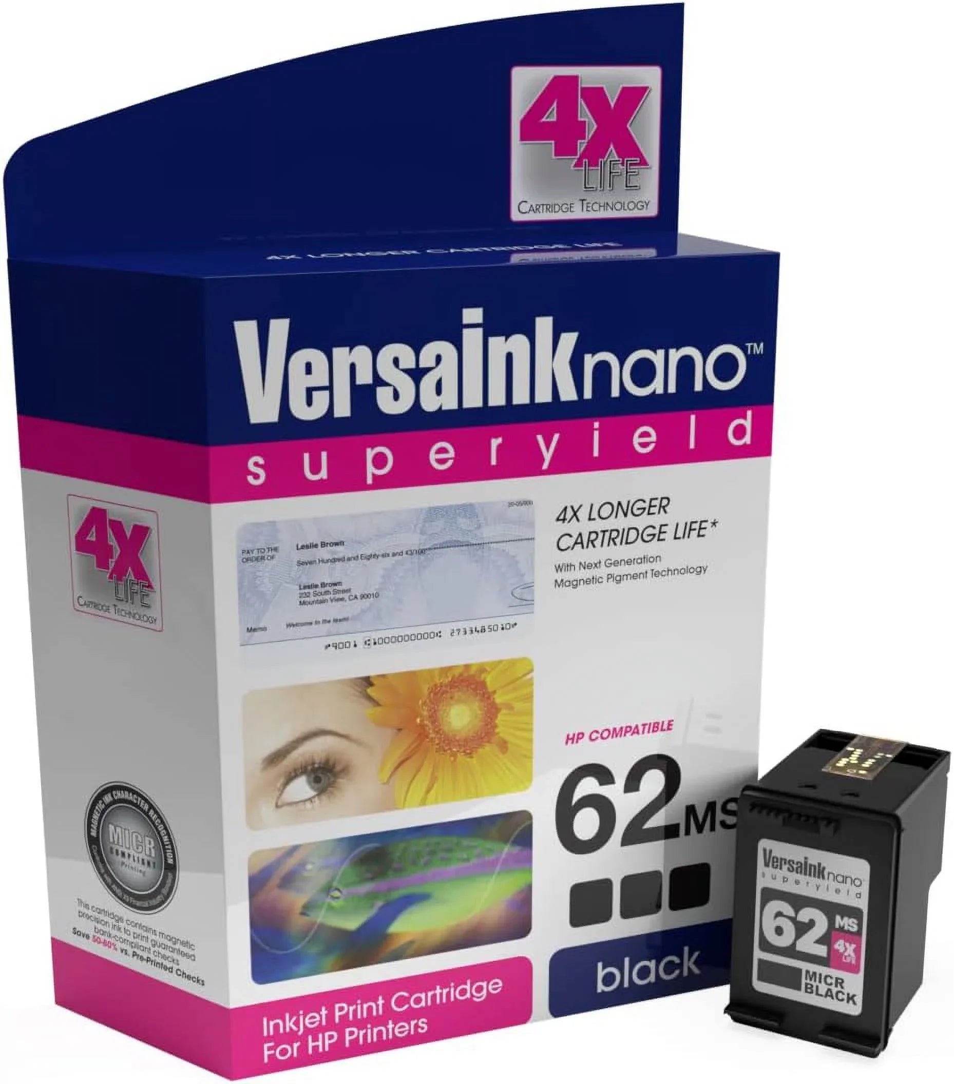 VersaInk-nano HP 62MS Dark 62CS Color Cartridges - 4X Life