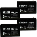 4x Pack - Compatible Kontron 7640 MICROGAS Battery - People UB1290 Universal Sealed Lead Acid Battery (12V, 9Ah, 9000mAh, F1 Terminal, AGM, SLA) - Includes 8 F1 to F2 Terminal Adapters