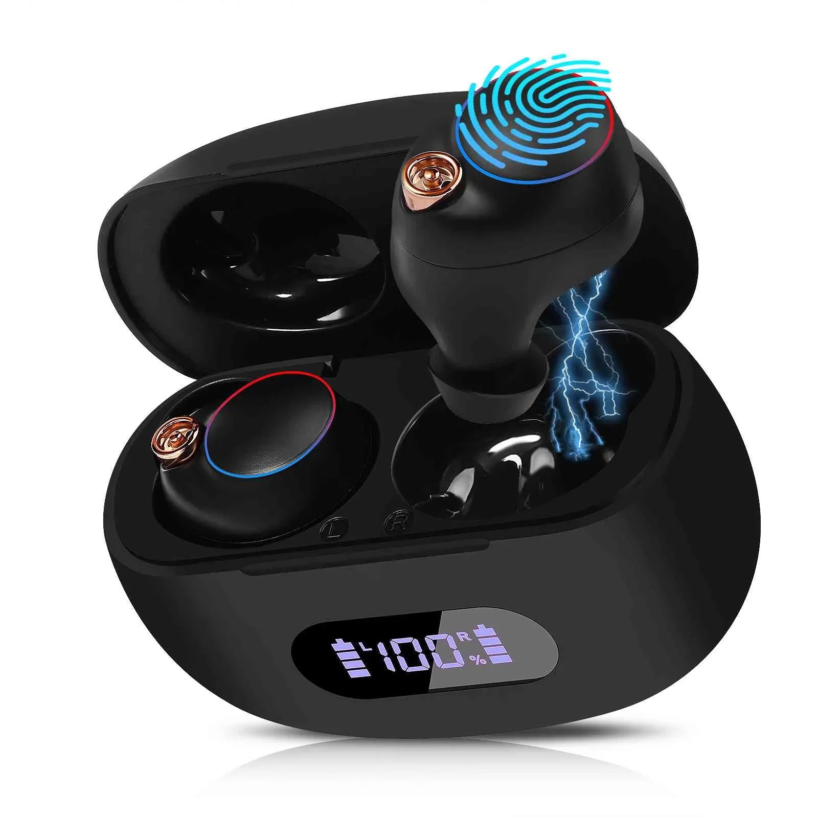 UrbanX True Wireless Bluetooth Earbuds + Charging Case, Midnight Dual Connect, IPX5 Water Resistance, Bluetooth 5.2 Connection, Balanced, Bass Boost Compatible with OnePlus Ace 2