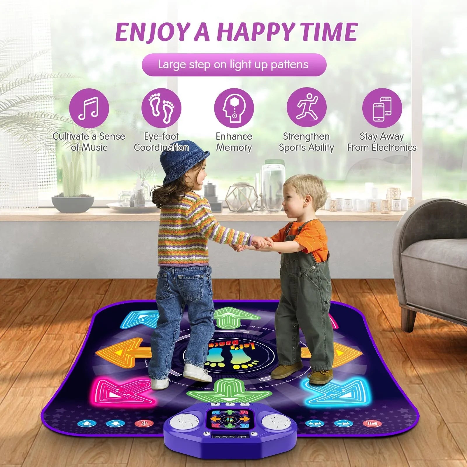 PAFOLO Dance Mat Toys for 3-12 Year Old Kids, Dance Pad with Light Up 8-Buttons & Wireless Bluetooth, Music Dance Toy with 5 Game Modes, Easter Xmas Gifts for 3 4 5 6 7 8 9 10+ Year Old Girls Boy