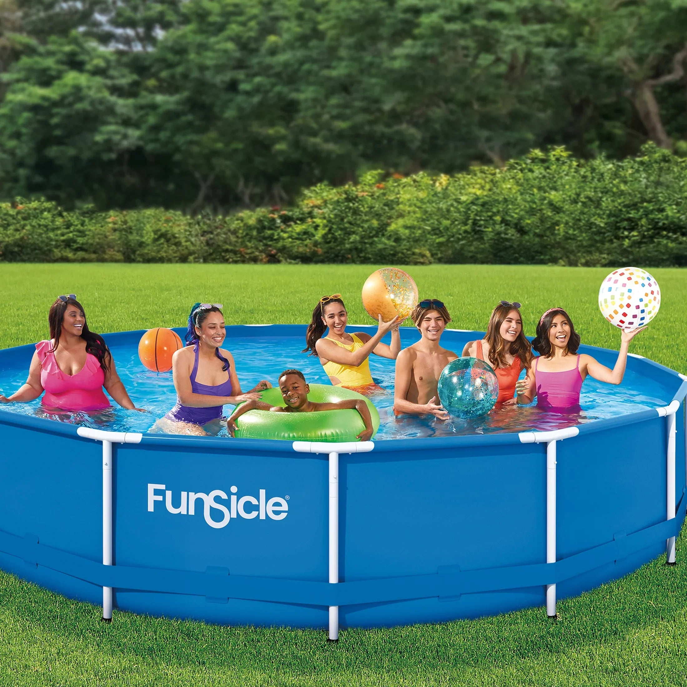 Funsicle 15 ft Activity Above Ground Frame Swimming Pool, with Filter Pump, Round, Age 6 & up