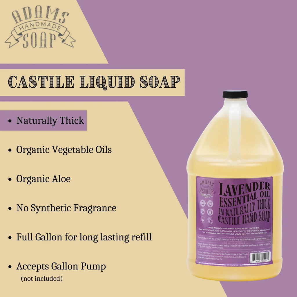 Termination Organic Liquid Castile Hand Soap 1 Gallon Refill Adams Handmade Soap
