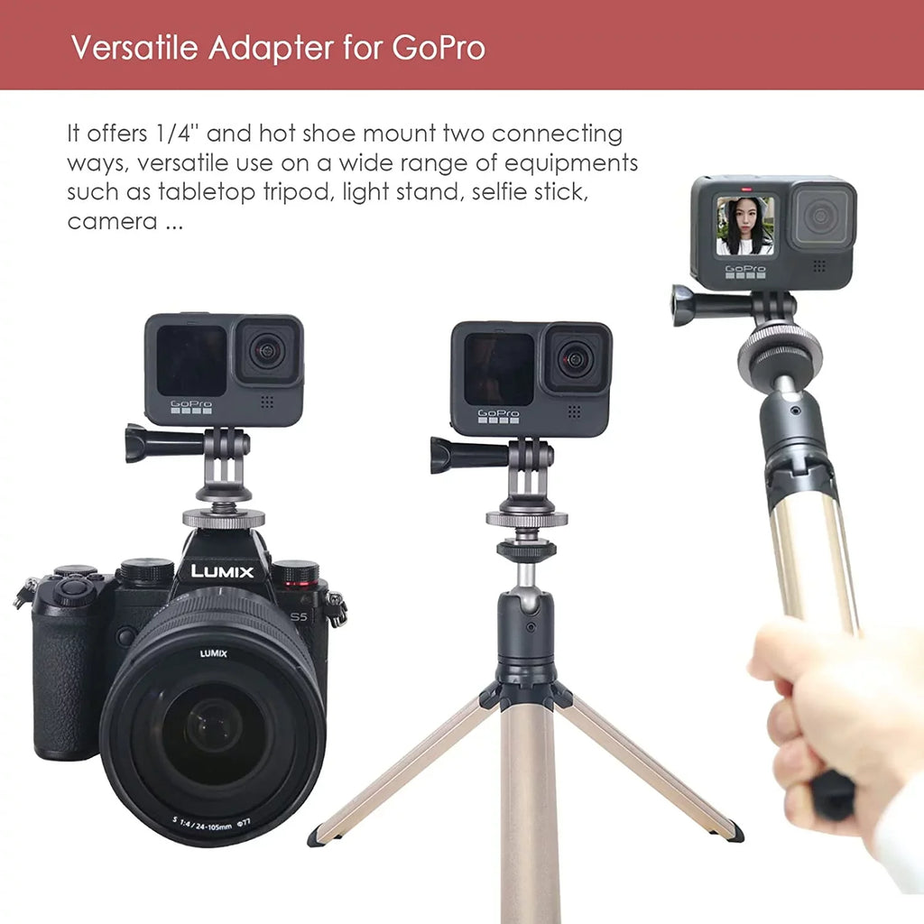 Hot Shoe Mount Adapter for GoPro Hero 10/9/8/7/6/5, DJI Osmo Action, AKASO Brave 8/7/6 Applicable for Tripod