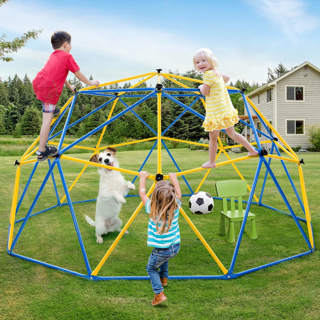 JUGADER 800 lbs Dome Climber with Canopy 10FT Steel Frame Climbing Dome with Swing and Hammock For Kids