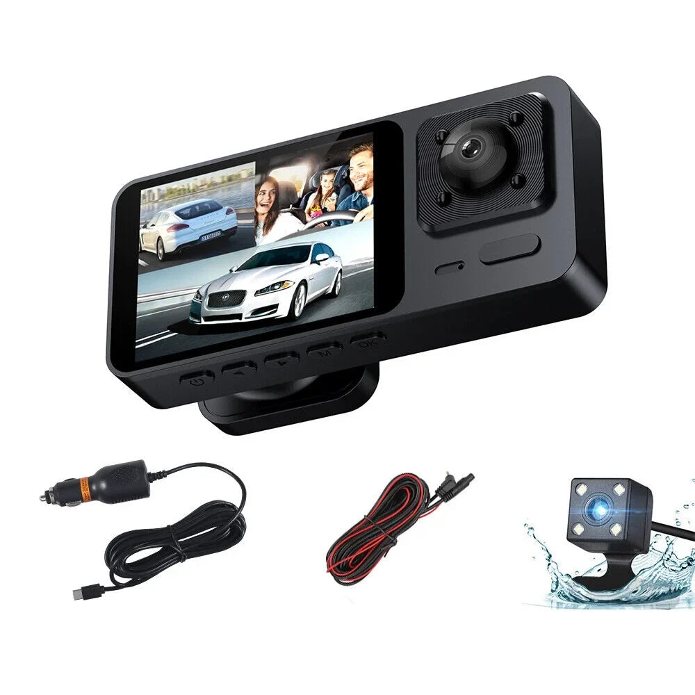 G·PEH HD Dual Lens Car Dash Cam Front/Rear/Inside Video Recorder Camera G-sensor