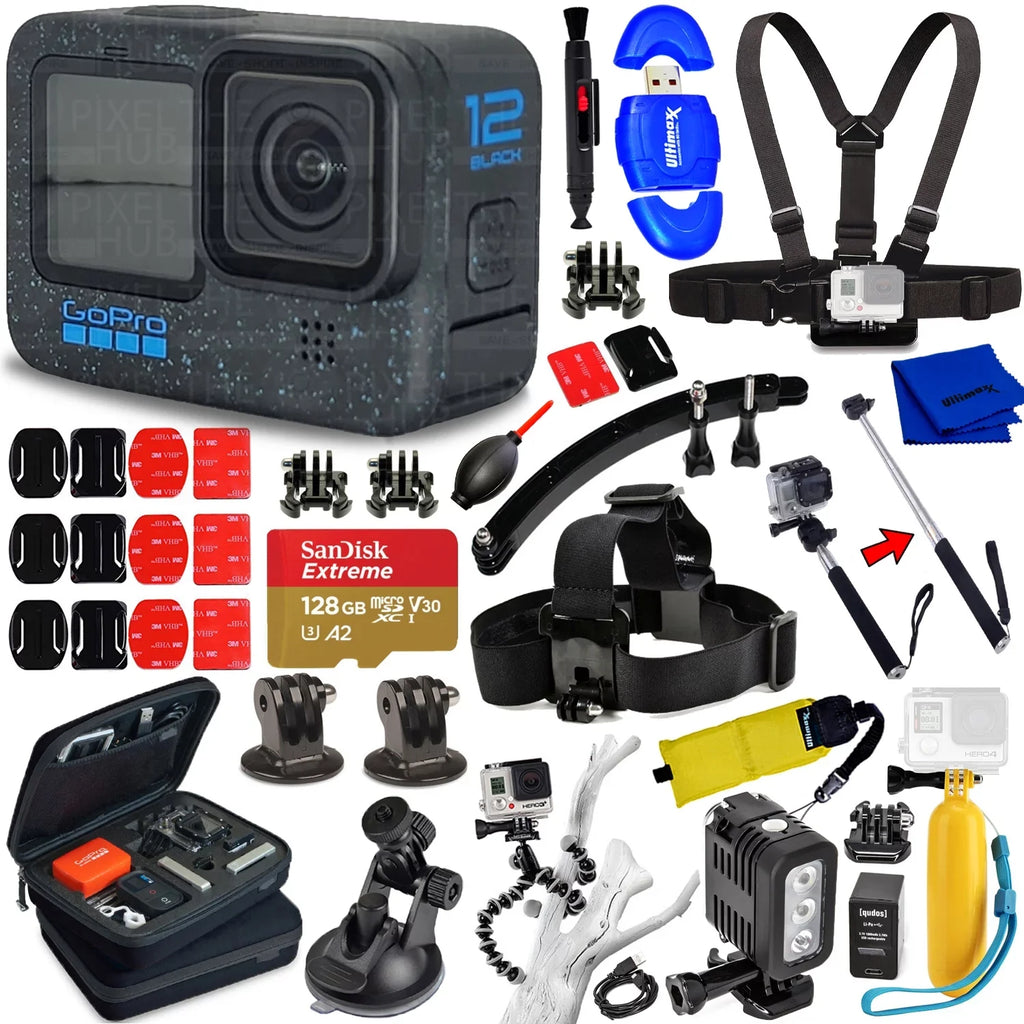 GoPro HERO12 Dark CHDHX-121-CN - 20PC 128GB Accessory Bundle