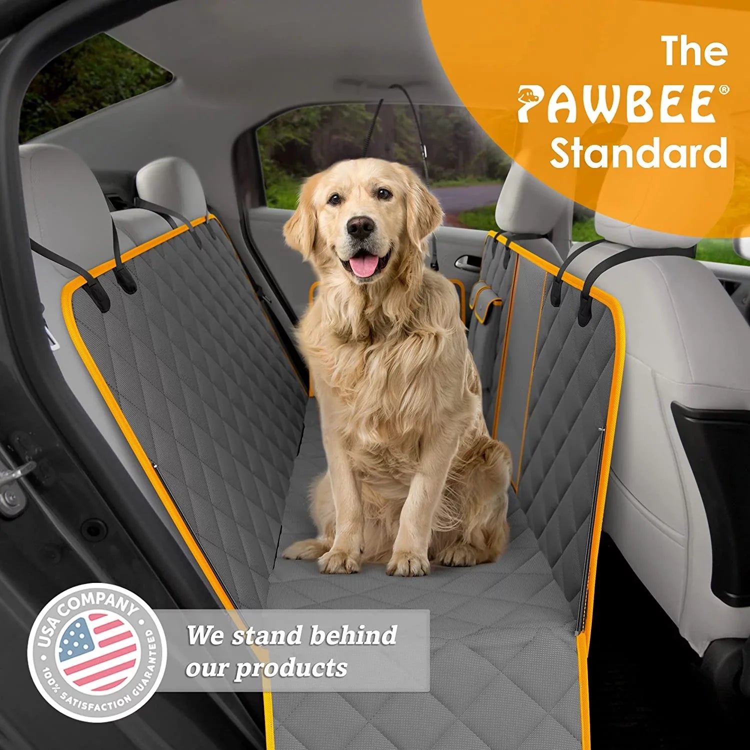 PAWBEE Dog Car Seat Cover – Nonslip & Scratchproof Dog Seat Covers for Cars – Waterproof Car Seat Covers for Dogs with Bonus Car Seat Belt – SUV, Trucks & Car Hammock for Dogs with Front Mesh Window