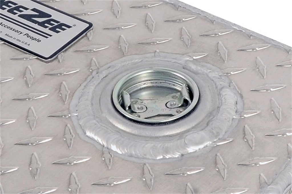 Dee Zee DZ92556N Liquid Transfer Tank; Volume 40 Gallons; L 56 in. x W 9.625 in. x H 19 in.; Narrow Rectangle Shape; Brite-Tread Aluminum; Fits select: 2015-2016,2018-2022 FORD F150
