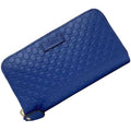 Pre-Owned Gucci Round Long Wallet Navy Blue Microsima 449391 Leather GUCCI GG (Like New)