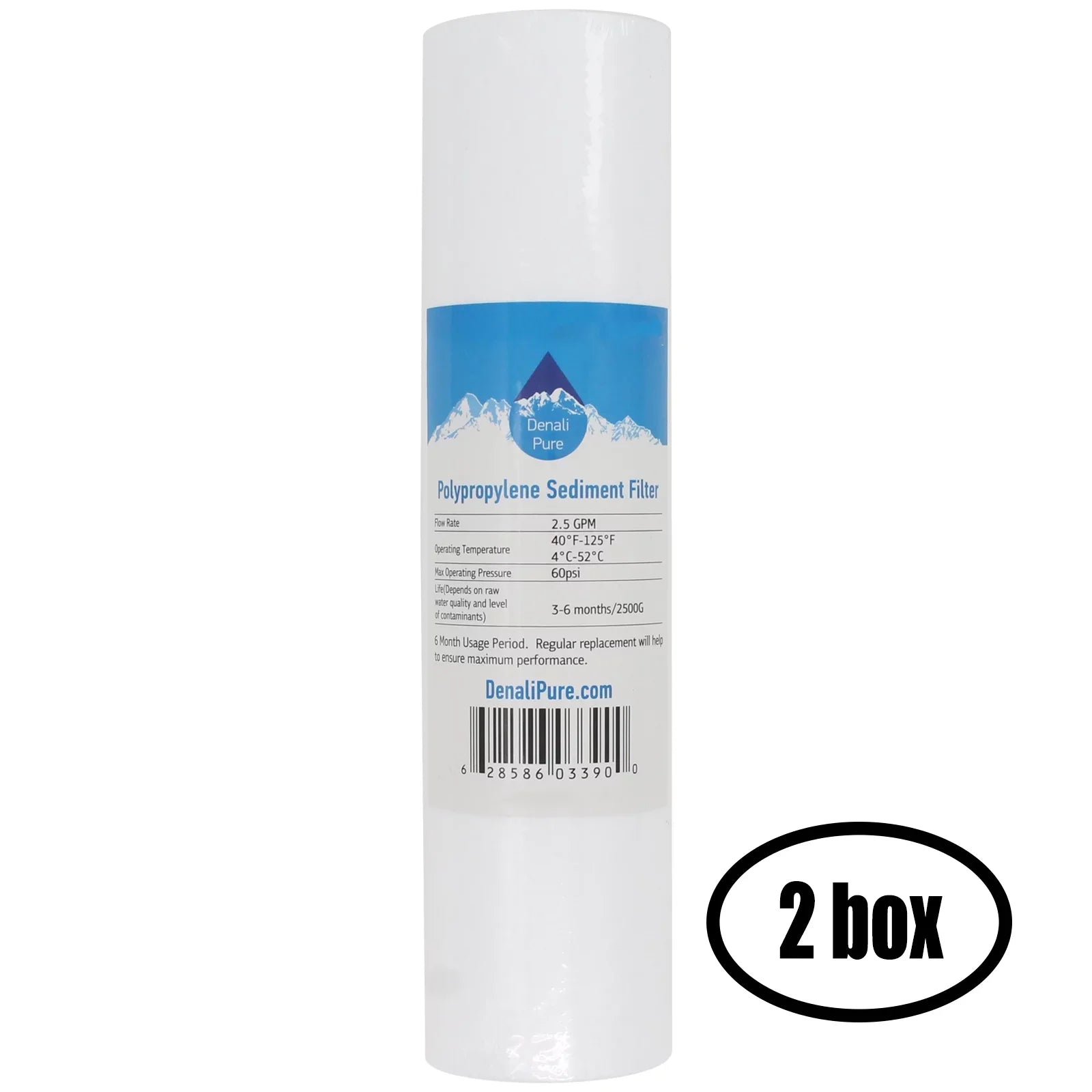 2 Boxes of People for OmniFIlter OB1 Polypropylene People Filter - Universal 10-inch 5-Micron Cartridge for OmniFIlter Water Filter Unit - Model OB1 - Blue Tank - Denali Pure Brand
