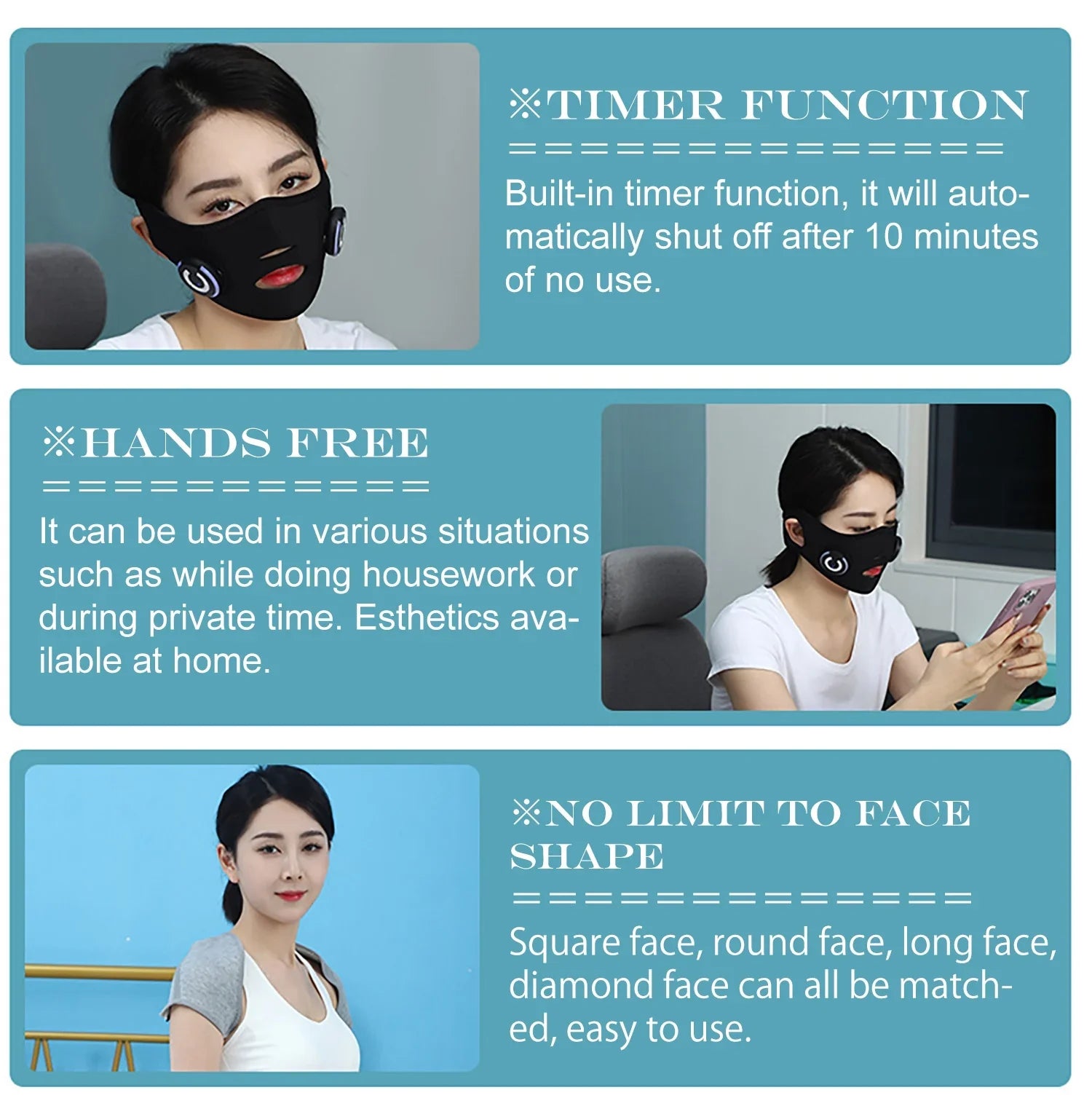 DEMUXI EMS Micro-current Facial Device, V Face Mask, Electric Thin Face Massager, Facial Lifting Silicon Mask