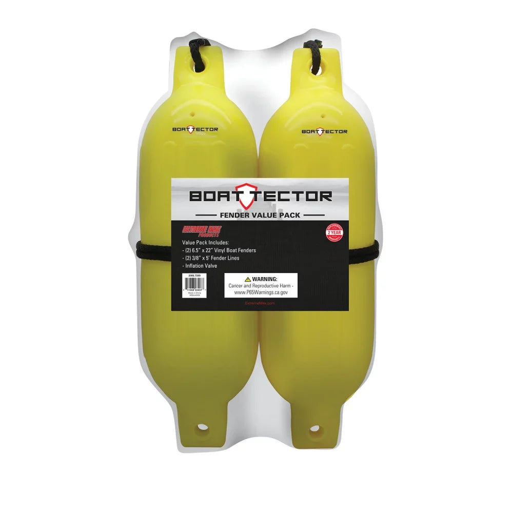 Extreme Max 3006.7599 BoatTector Inflatable Final Point Value 2-Pack - 6.5" x 22", Neon Yellow