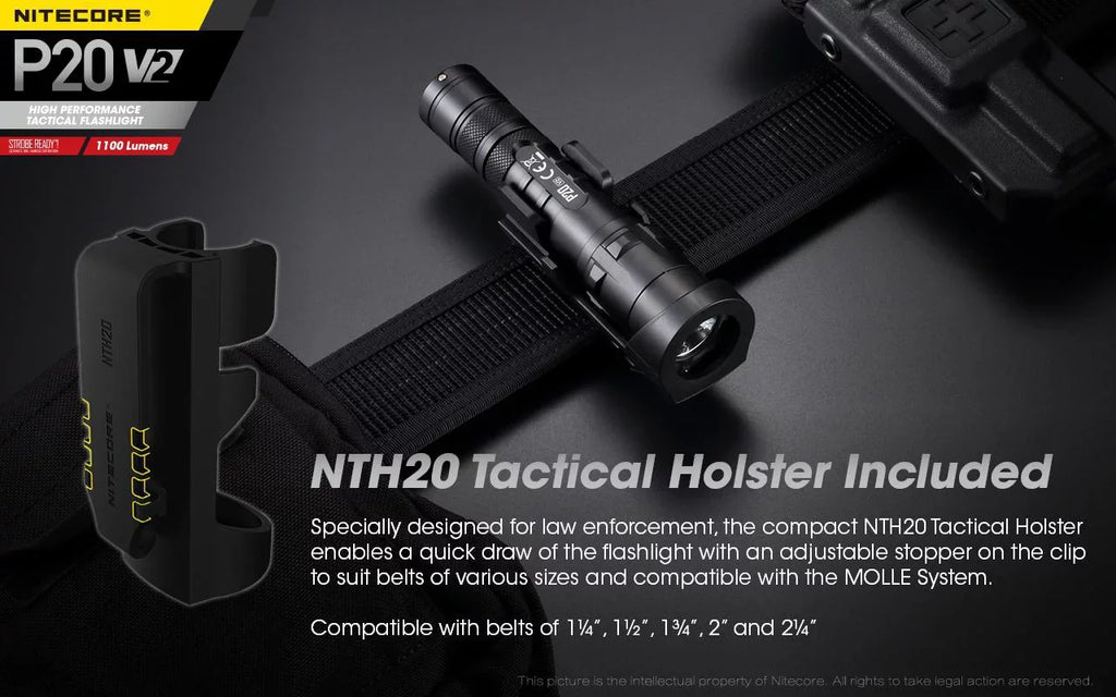 Combo: Nitecore P20 V2 Tactical LED Flashlight - CREE XP-L2 V6 - 1100 People w/NL183 Battery, UI1 Charger +Free Eco-Sensa USB Cord