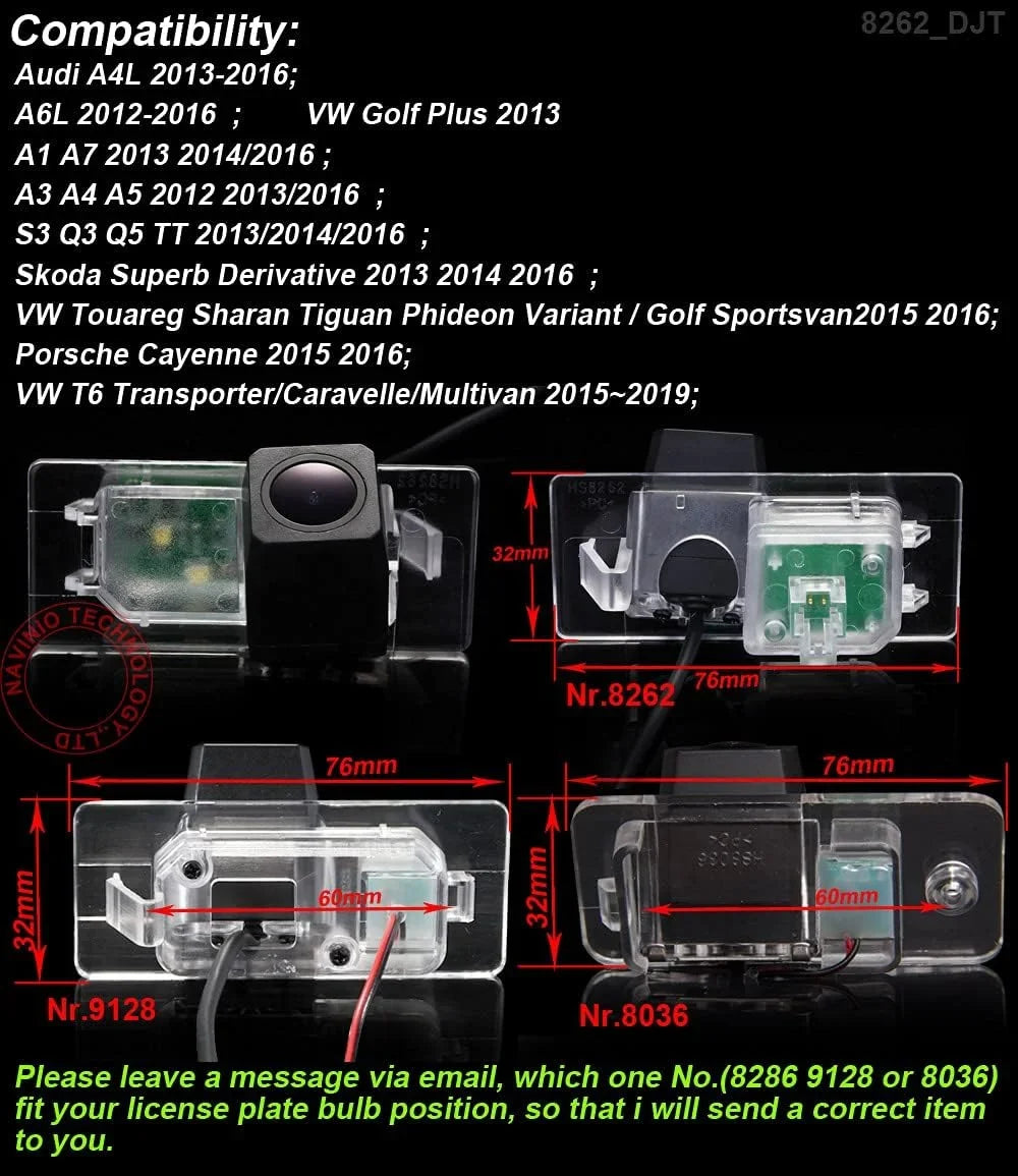 Car Rear View Back up Camera Parking Gentlemen for Audi A4L A6L A1 A7 A3 A4 A5 S3 Q3 Q5 TT Skoda Superb VW Golf VI 6