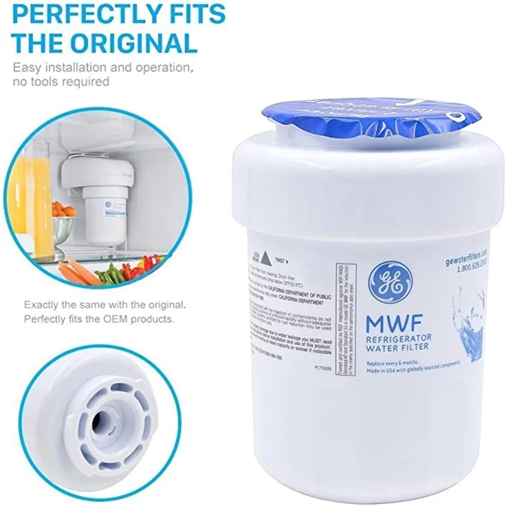 3 Pack MWF Refrigerator Water Filter, People for Smart Water MWFP, MWFA, GWF, HDX FMG-1, WFC1201, GSE25GSHECSS, PC75009, RWF1060
