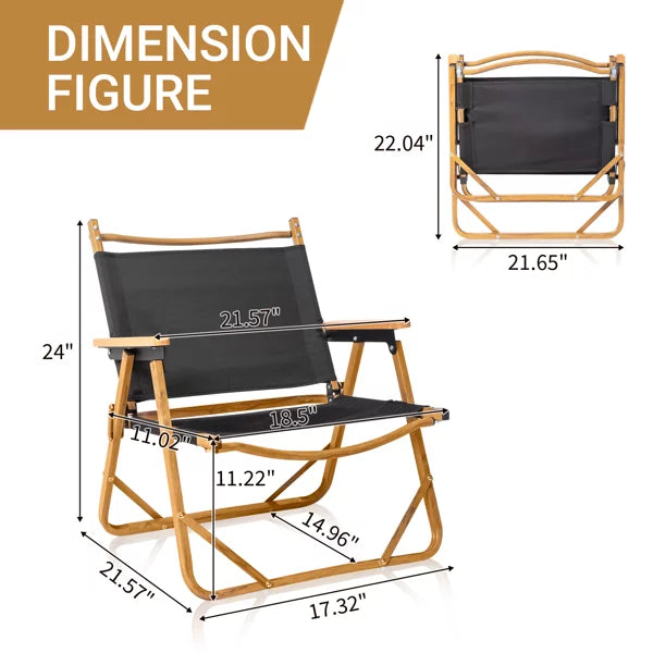 Fithood 53*55*61cm Medium Size Aluminum Frame 600D Ebony Oxford Cloth Bearing 100kg Imitation Wood Grain Spray Paint Camping Chair Ebony